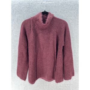 Naadam Women's sz S Oversized Mohair Plum Sweater Cowl Neck Classy Soft Comfort